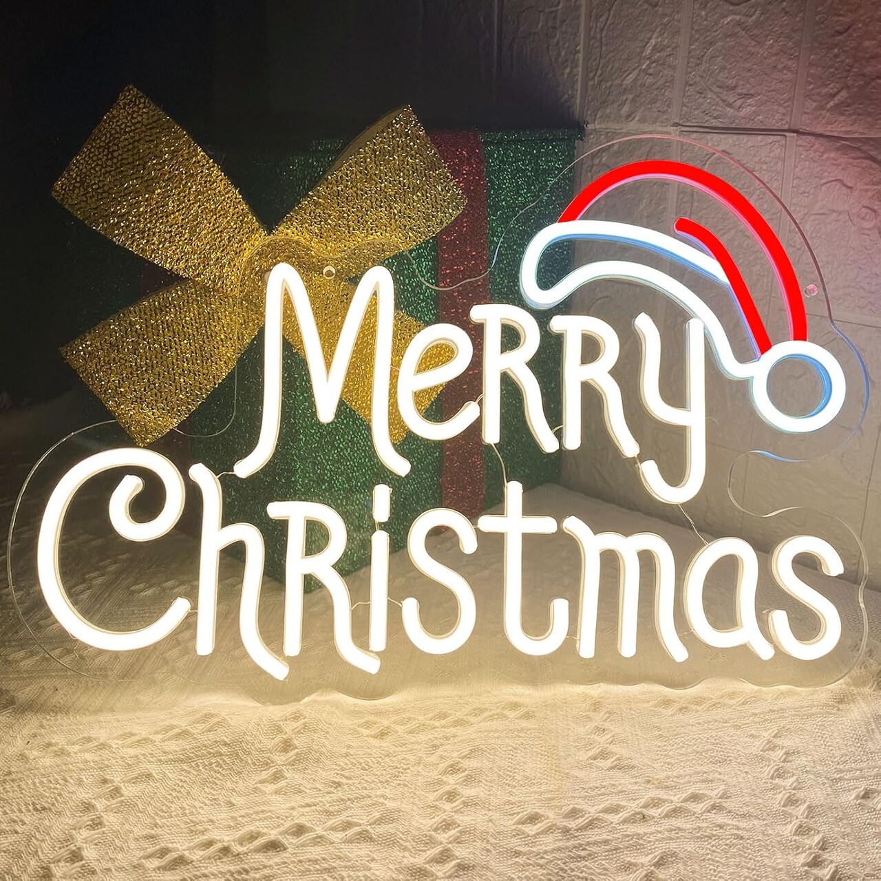 Merry Christmas Neon Signs, Warm White Merry Christmas Neon Light for Christmas Decoration, LED Neon Christmas Lights Sign for Christmas, Bedroom, Home Living Room, Christmas Party, New Year (Merry Christmas)